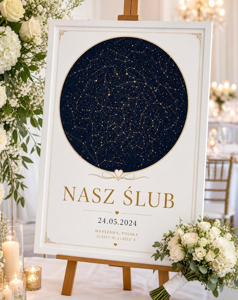 Plakat z mapą nieba — Ślub