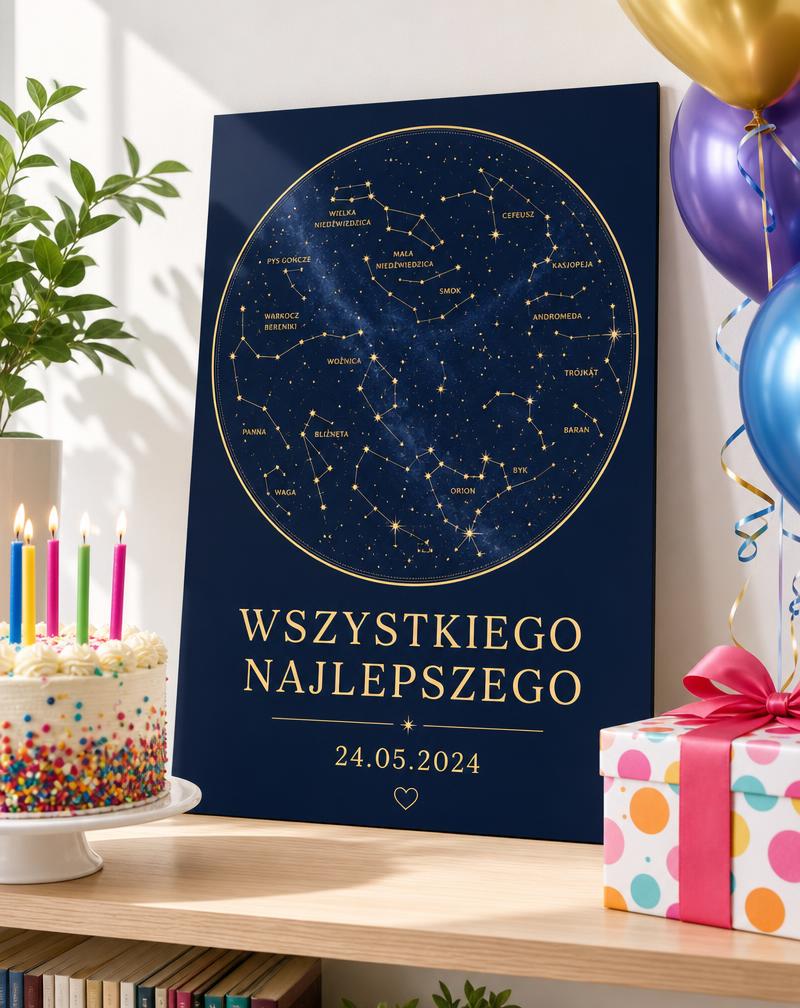 Plakat z mapą nieba — Urodziny